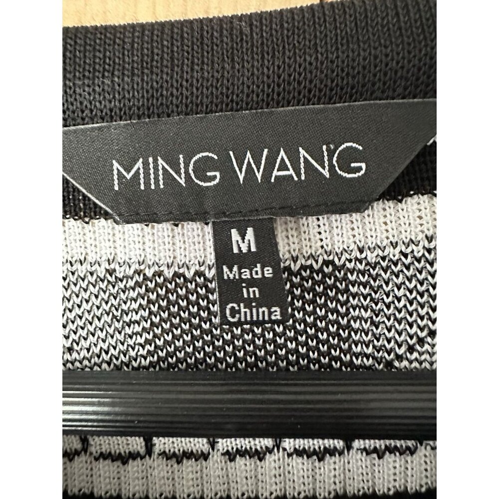 Ming Wang Black White Geometric Pattern Knit 3/4 … - image 2